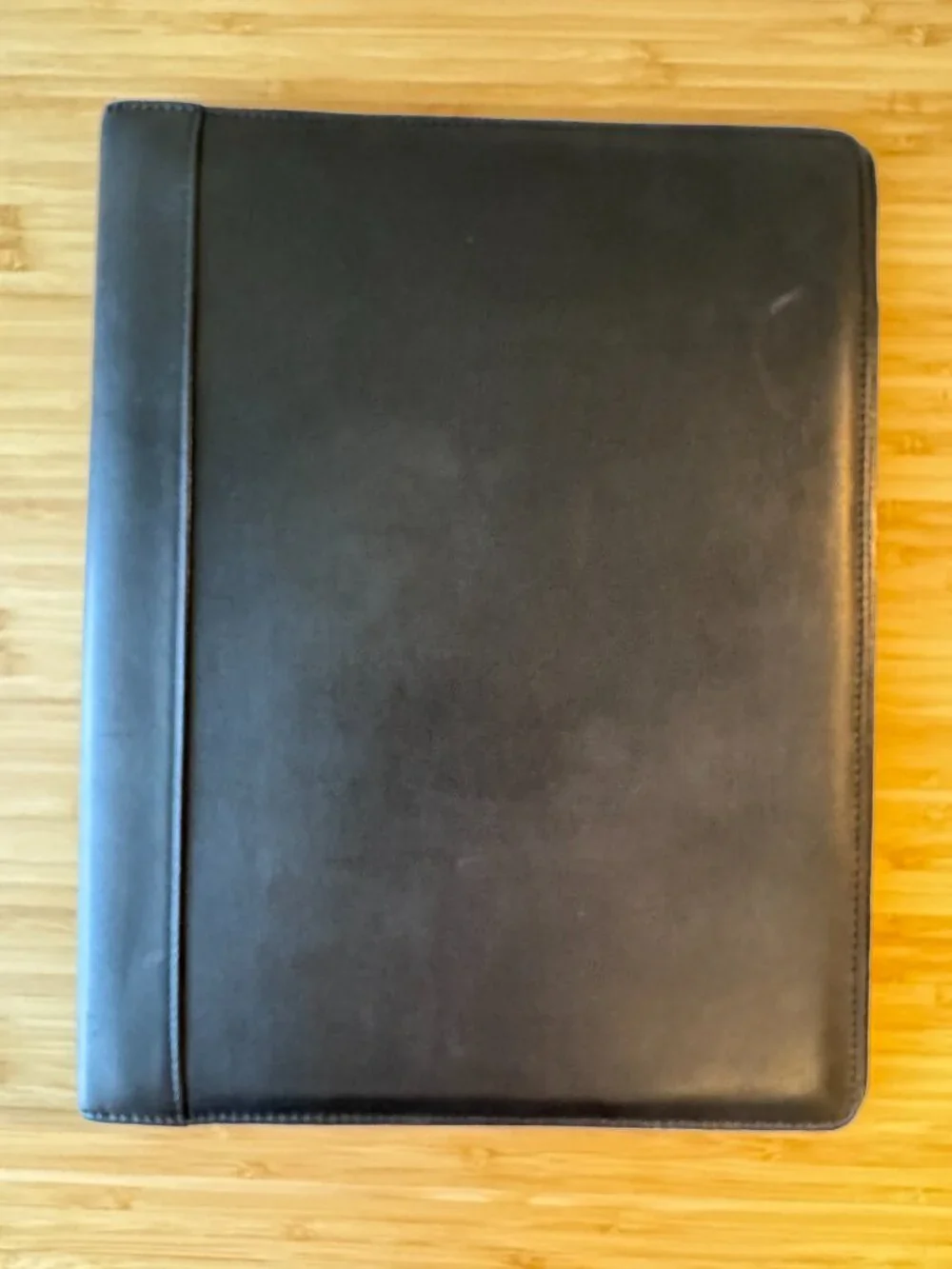 Top Grain Cowhide Leather Padfolio - Black Legal Size Business Portfolio